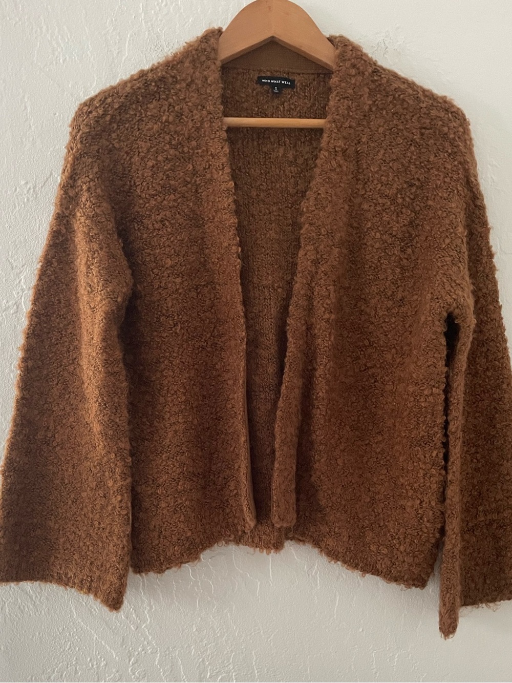 Who What Wear Wool Blend Boucle Open Front Cardigan Sweater